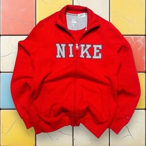 Nike Red Full Zip Track Jacket Men's Size Large Logo Athletic Casual Wear